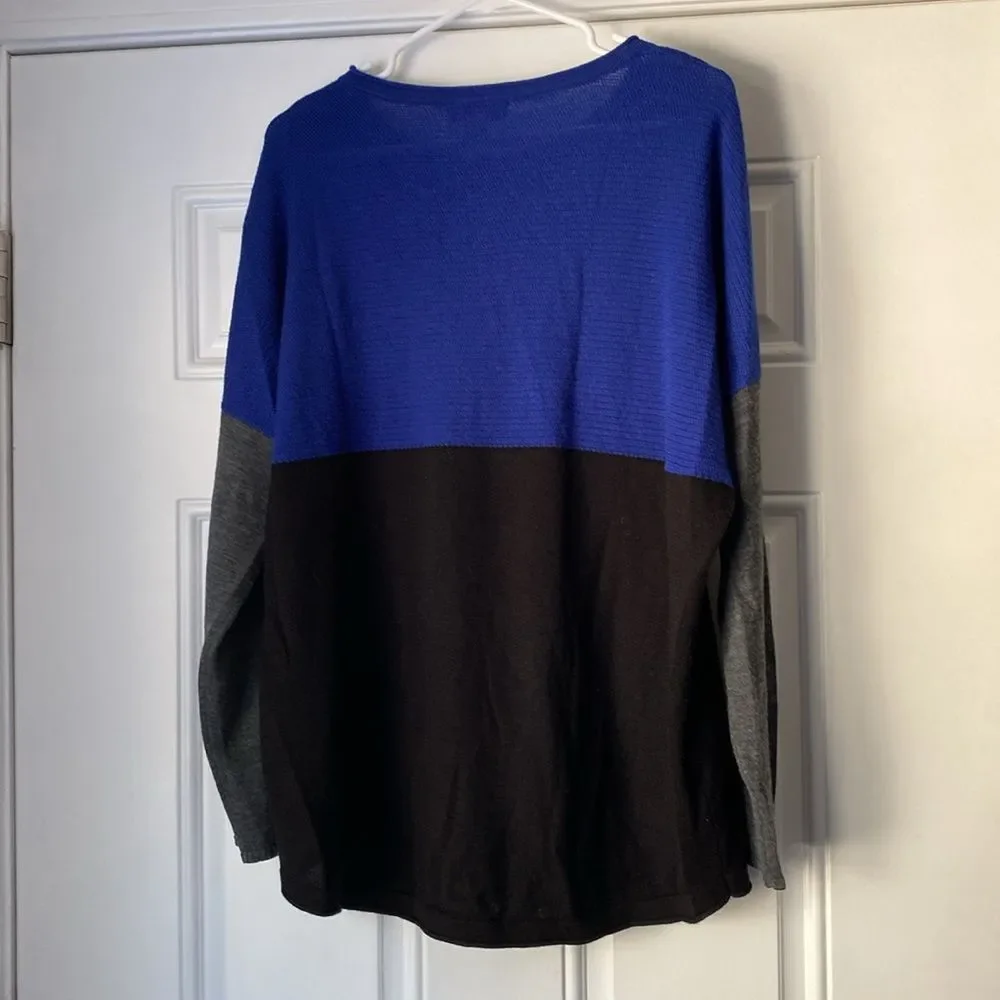 Coldwater Creek Color Block Soft Merino Wool Blend Sweater Size XL